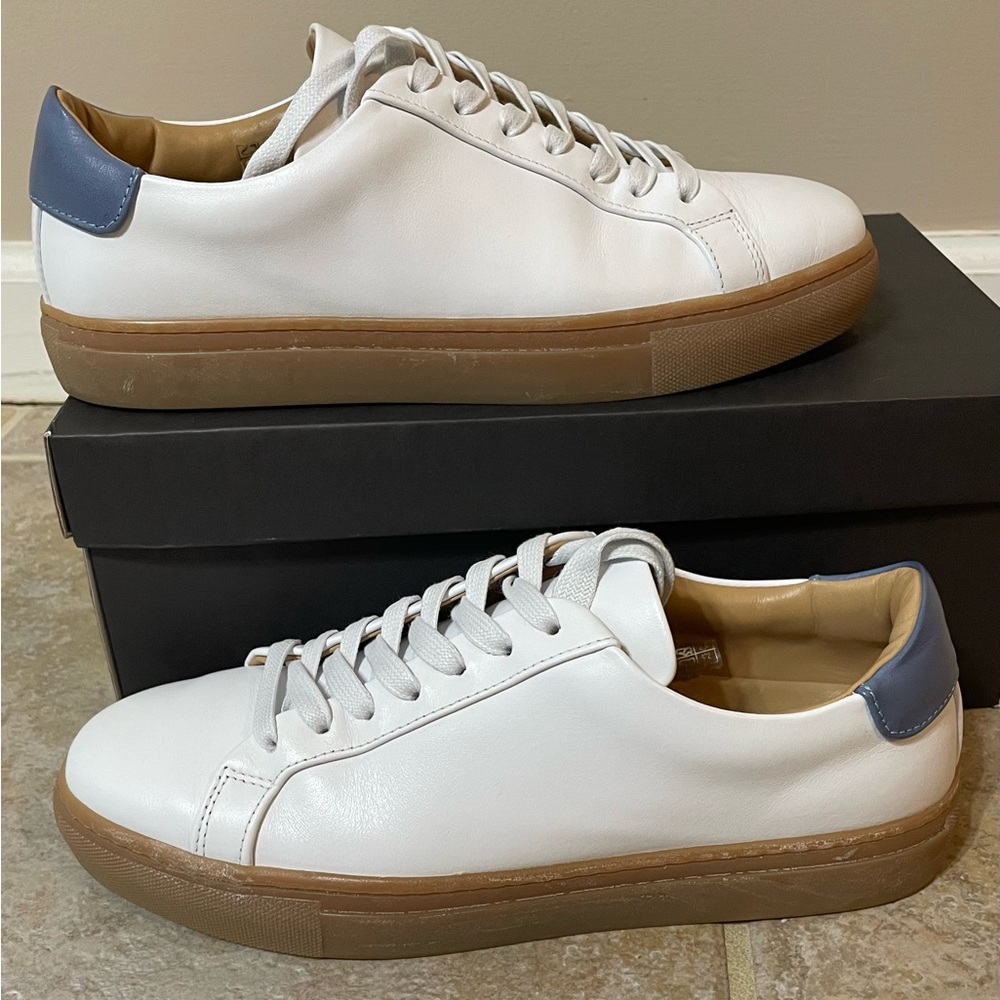 NWB Women's Legacy White x Indigo Leather Sneakers - Thursday Boot Co.